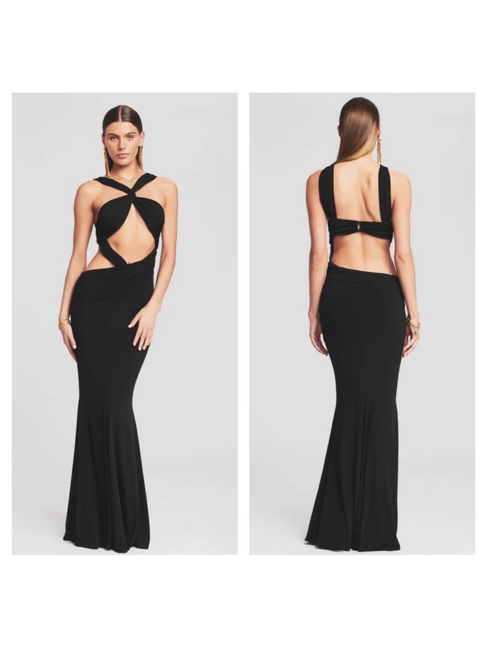Retrofete Black Backless Cutout Gown